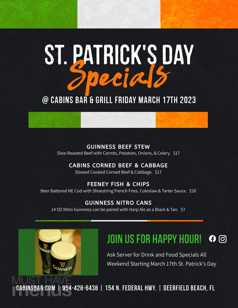 St Patricks Day Specials Flyer